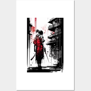 Ink Painting of A Japanese Kenshi Posters and Art